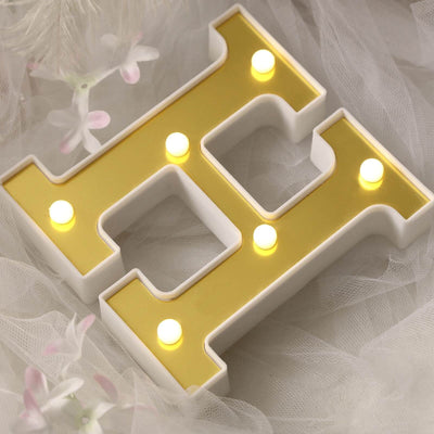 3D Marquee Letter "H" Gold with Warm White 6 LED Lights 6" - Light-Up Accent for Displays