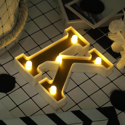 3D Marquee Letter "K" Gold with Warm White 5 LED Lights 6" - Light-Up Accent for Displays
