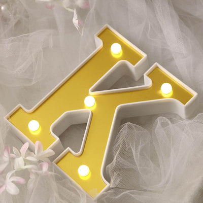 3D Marquee Letter "K" Gold with Warm White 5 LED Lights 6" - Light-Up Accent for Displays