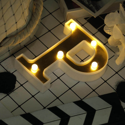 3D Marquee Letter "P" Gold with Warm White 5 LED Lights 6" - Light-Up Accent for Displays