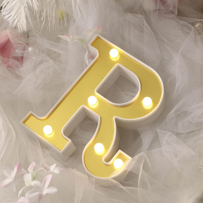 3D Marquee Letter "R" Gold with Warm White 6 LED Lights 6" - Light-Up Accent for Displays