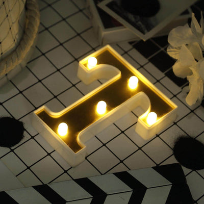 3D Marquee Letter "T" Gold with Warm White 5 LED Lights 6" - Light-Up Accent for Displays