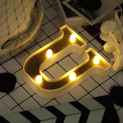 3D Marquee Letter "U" Gold with Warm White 5 LED Lights 6" - Light-Up Accent for Displays
