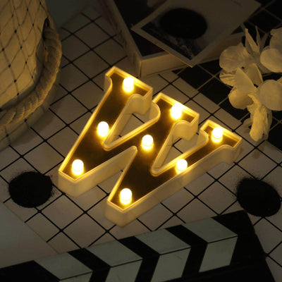 3D Marquee Letter "W" Gold with Warm White 8 LED Lights 6" - Light-Up Accent for Displays