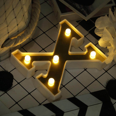 3D Marquee Letter "X" Gold with Warm White 5 LED Lights 6" - Light-Up Accent for Displays