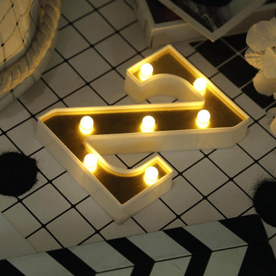 3D Marquee Letter "Z" Gold with Warm White 7 LED Lights 6" - Light-Up Accent for Displays
