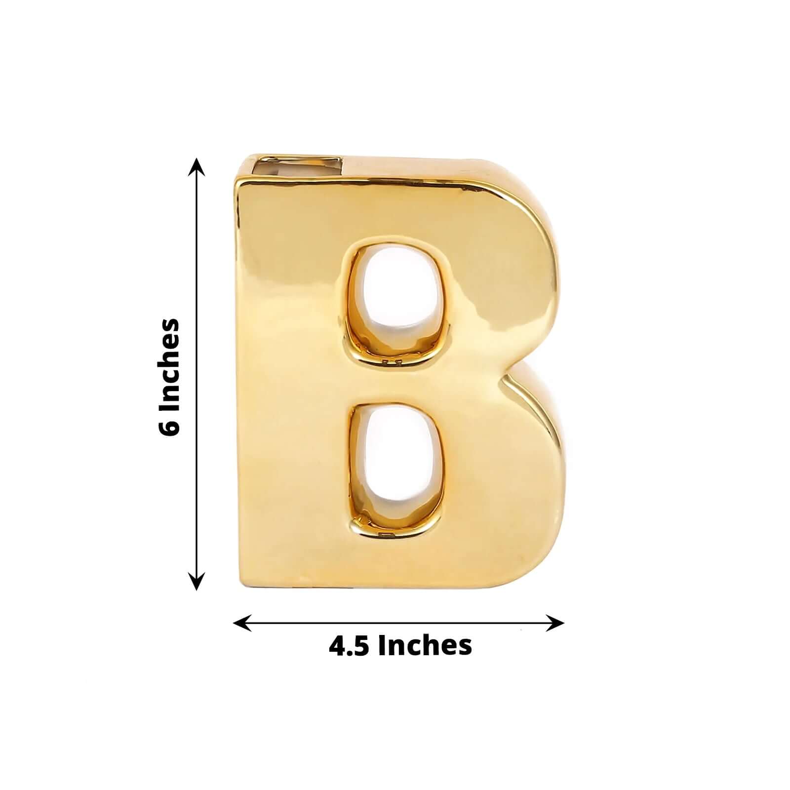 Gold Plated Ceramic Letter B Vase | EFavormart.com