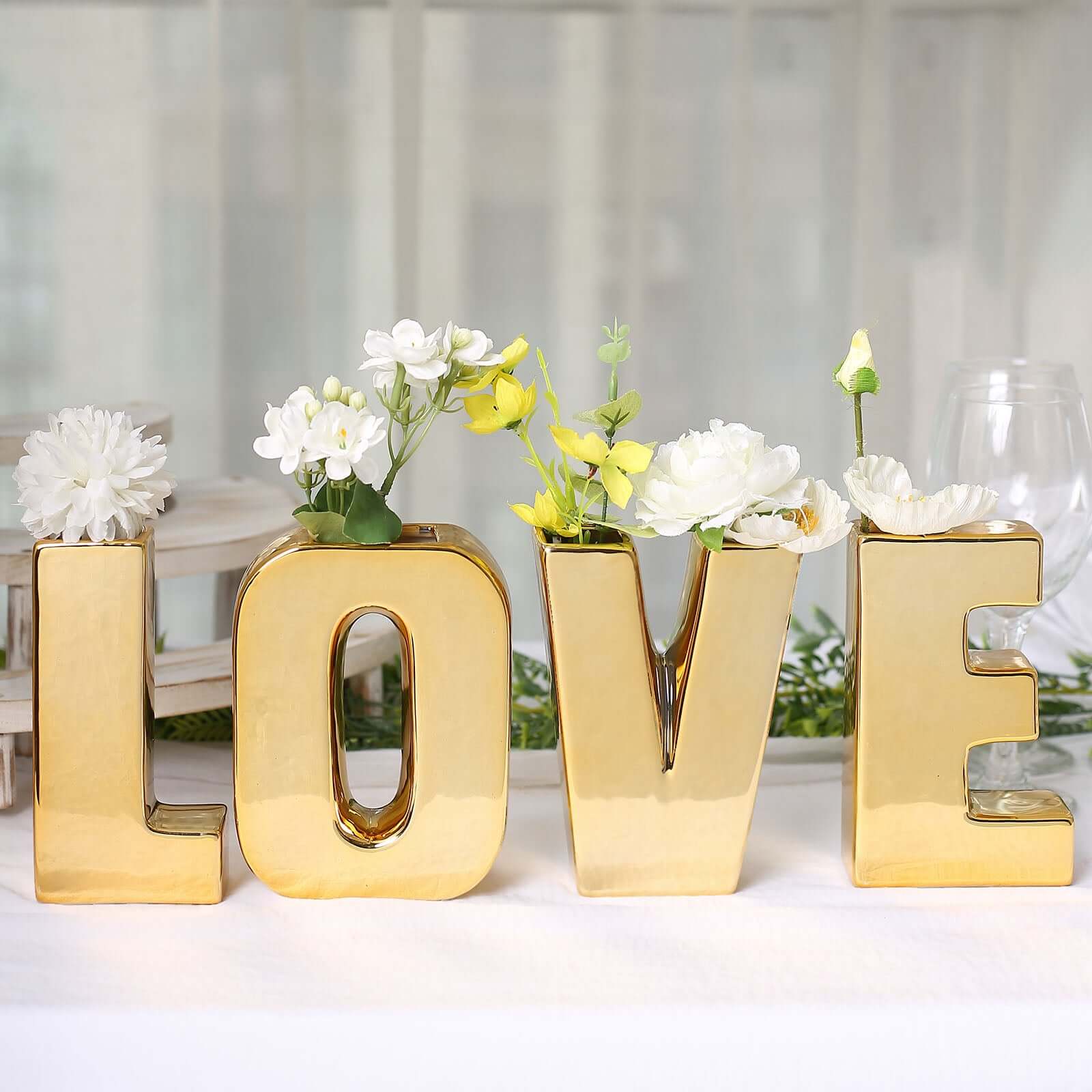 Gold Plated Ceramic Letter B Vase | EFavormart.com