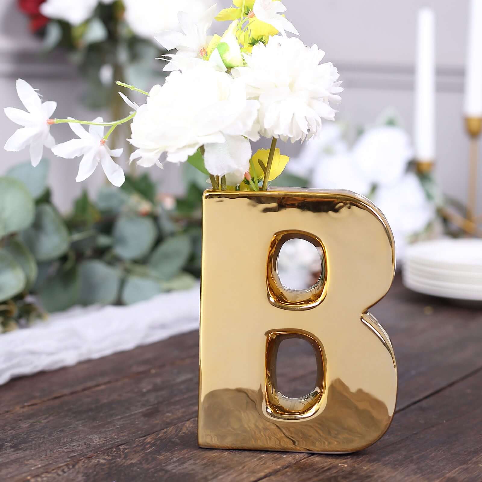 Gold Plated Ceramic Letter B Vase | EFavormart.com