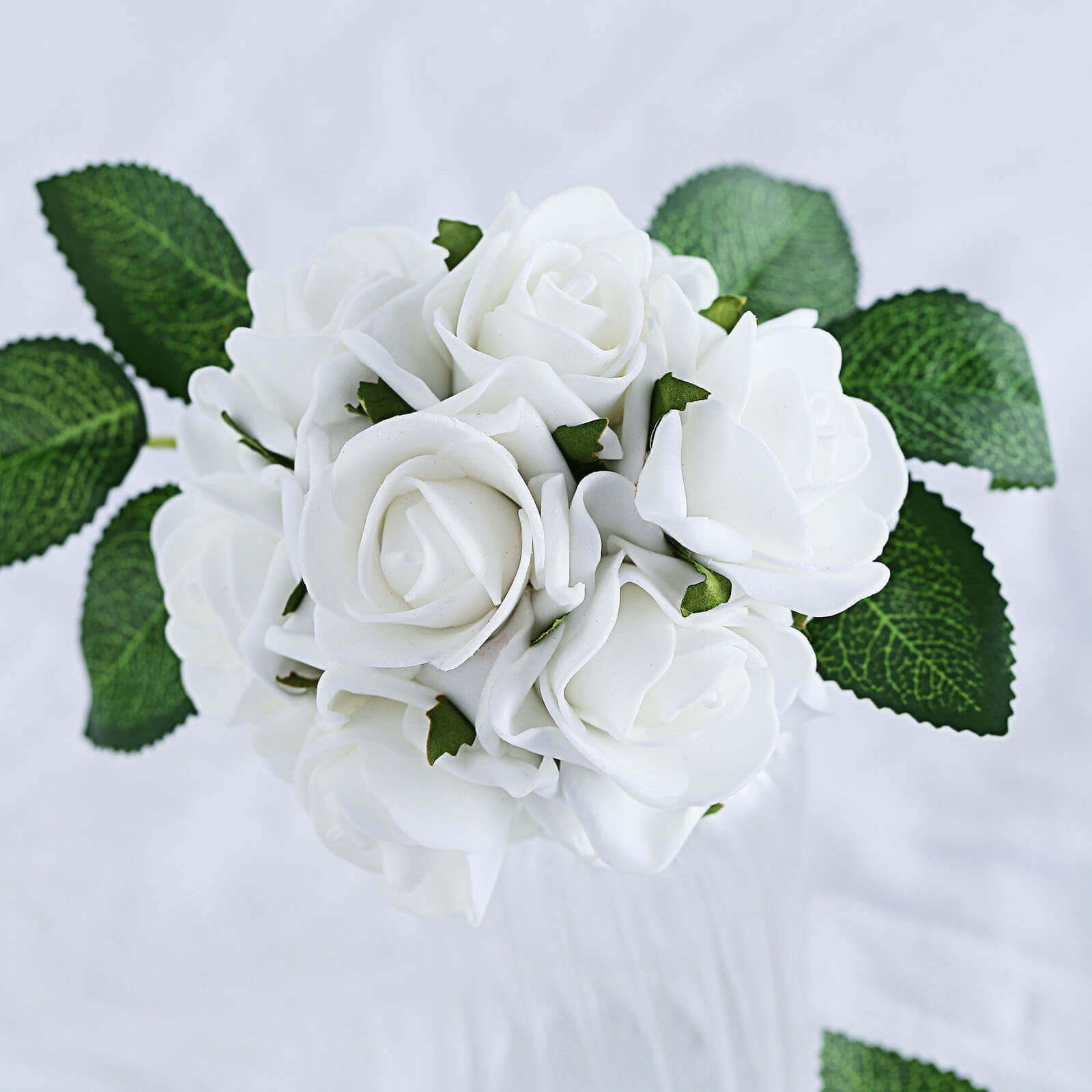 24 White Artificial Foam Roses with Stem 2