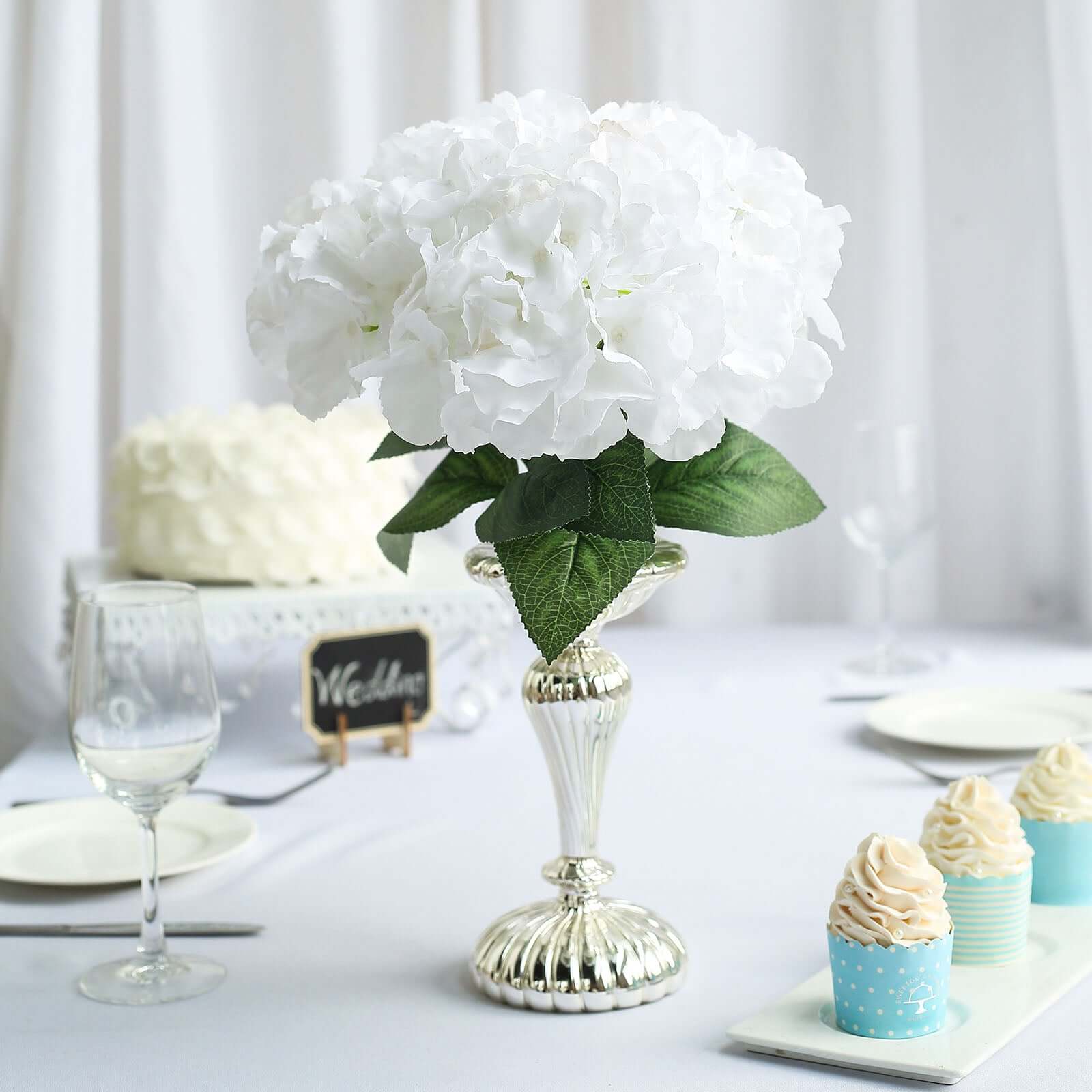 White Silk Hydrangea Flower Bouquets | eFavormart.com