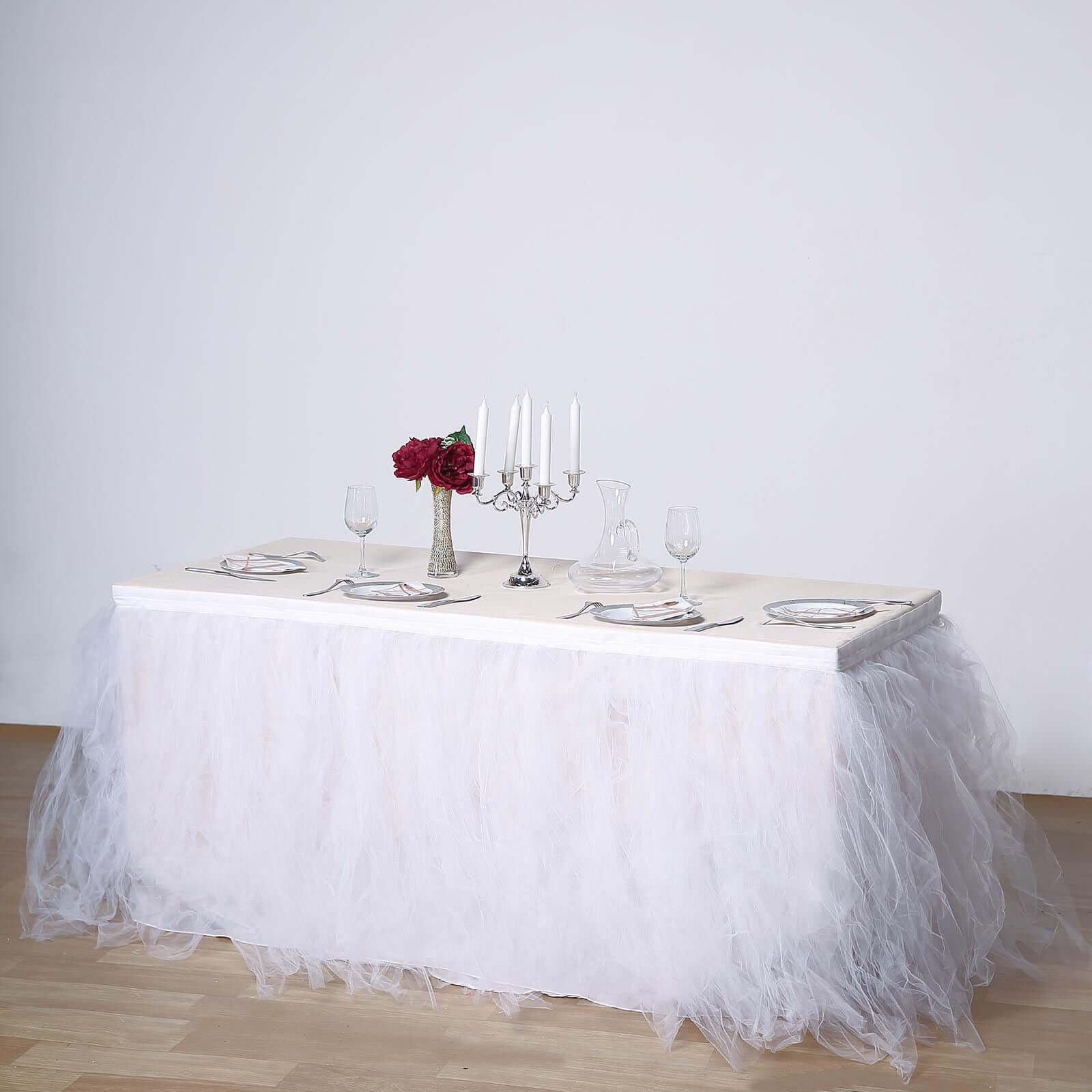 White tulle table skirt sale