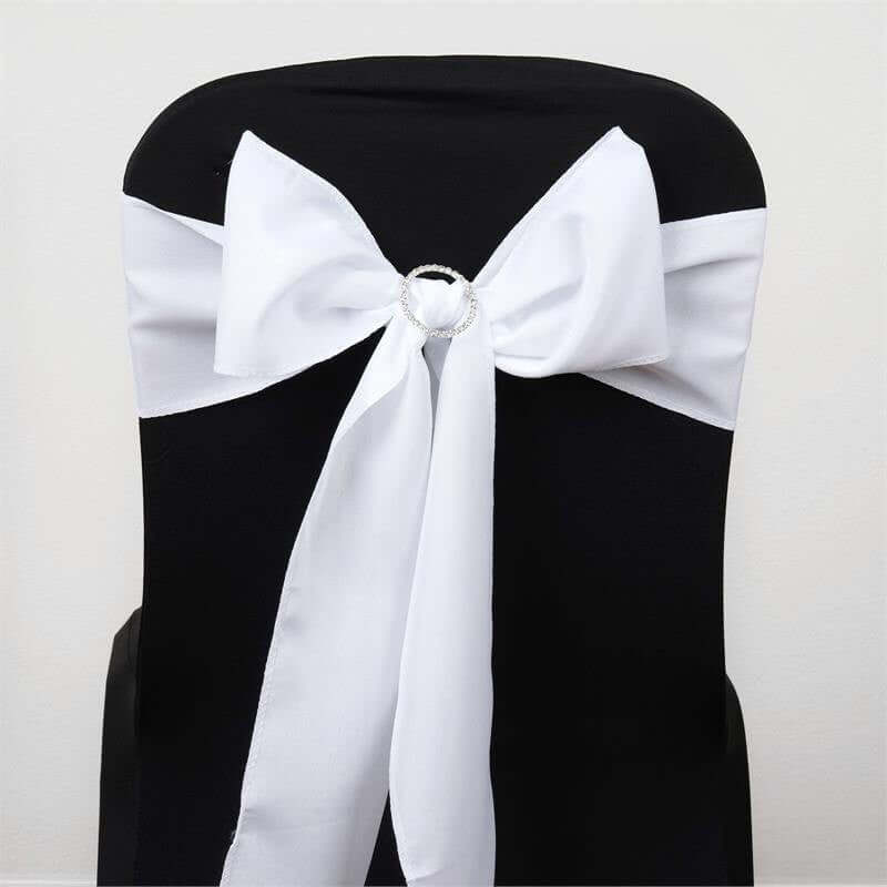 5 Pack White Polyester Chair Sashes 6x108