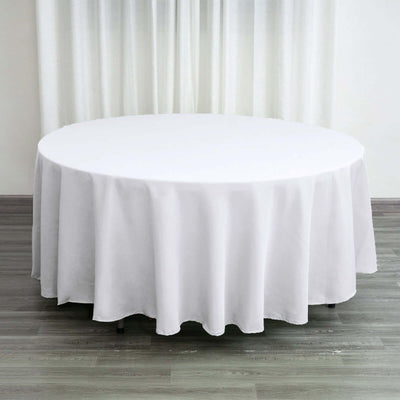 Polyester Round Tablecloth 108" White - Durable and Stain-Resistant for Easy Maintenance