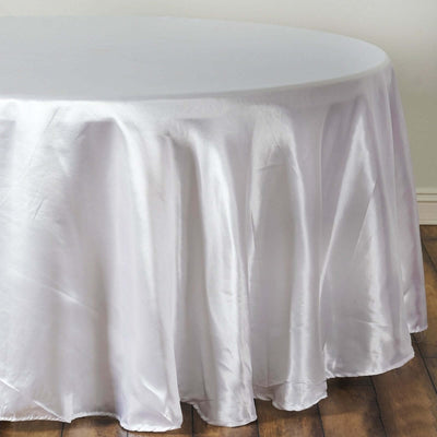 Satin Round Tablecloth 108" White - Smooth & Durable Table Cover for Polished Event Decor