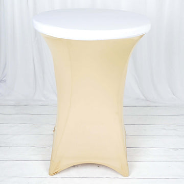 White Spandex Cocktail Table Top Stretch Cover