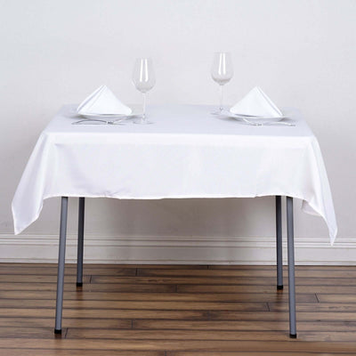Polyester Square Tablecloth 54"x54" White - Wrinkle-Resistant Table Cover for Special Occasions