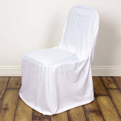 Scuba Stretch Banquet Chair Cover White - Classy Wrinkle Free & Durable Slim Fit Slipcover