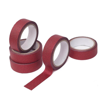 5 Pack Burgundy Washi DIY Craft Glitter Tape 0.5"x5 Yards