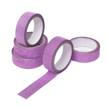 5 Pack Purple Washi DIY Craft Glitter Tape 0.5"x5 Yards