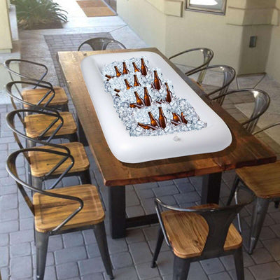 2-Pack Inflatable Buffet Serving Bars 50"x24" with Drain Plug - Ice Coolers for BBQs and Pool Parties